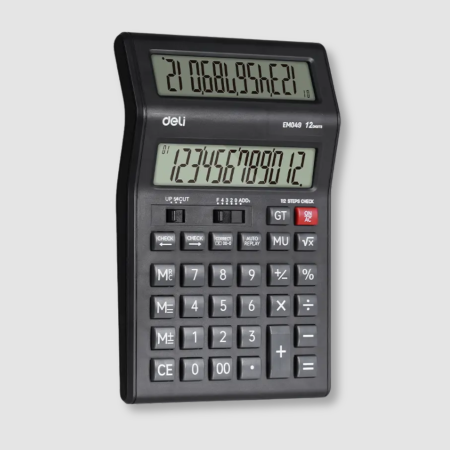 Kalkulyator 12 xonali Dual Display (qora) Deli EM049