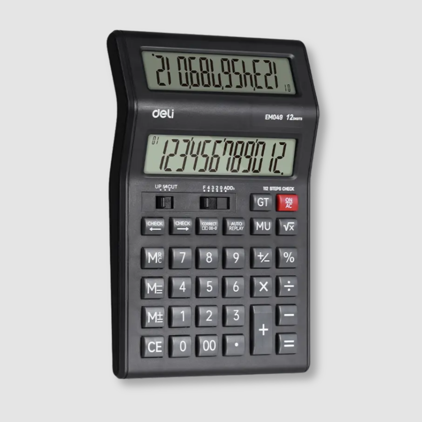 Kalkulyator 12 xonali Dual Display (qora) Deli EM049